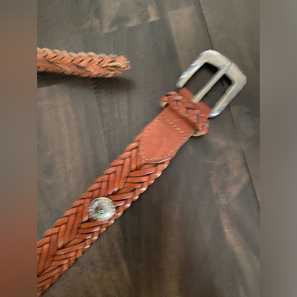 Talbots Brown Braided Leather Weatern vintage 90s Belt women's small - Picture 2 of 10